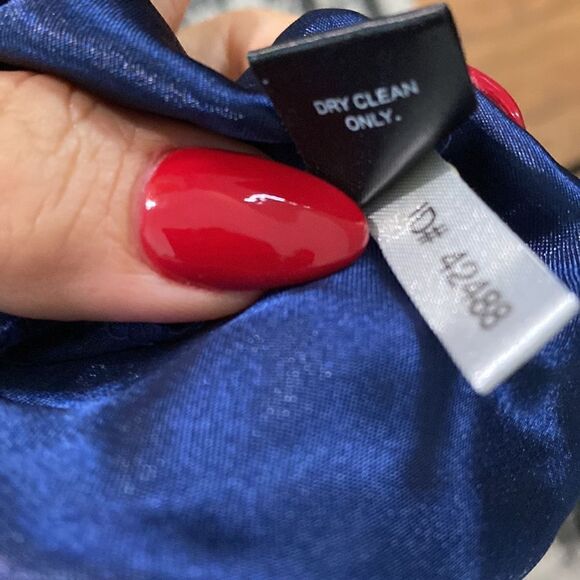 Express Dark blue Silk Chiffon Sleeveless Vneck Dress - Picture 10 of 11